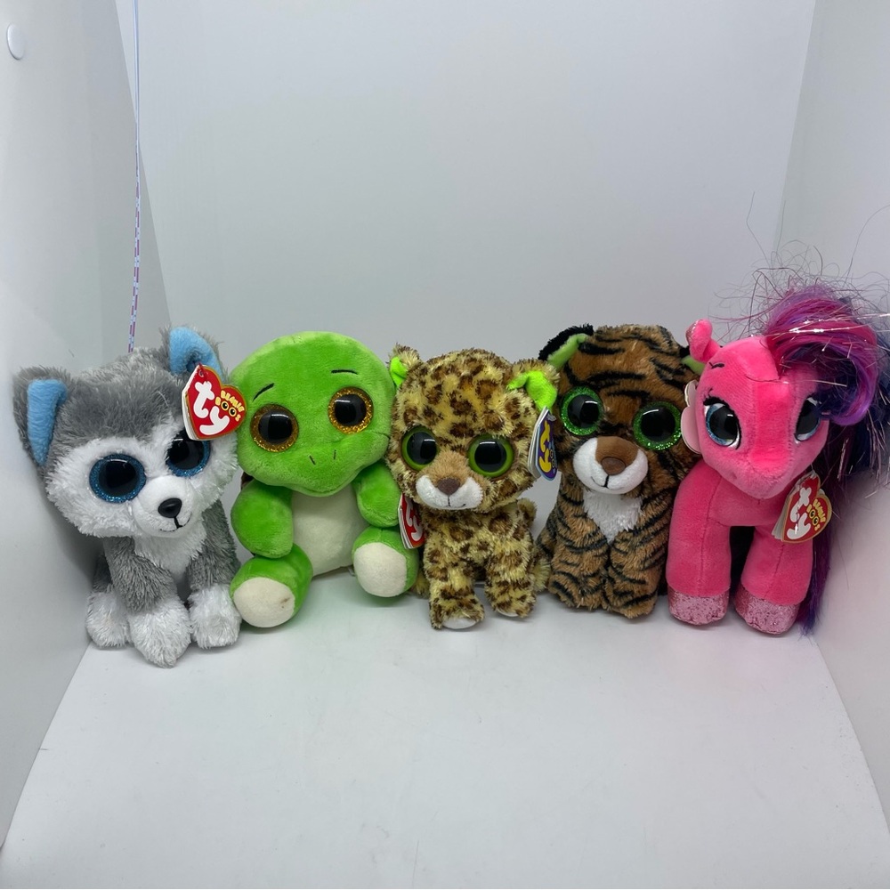 Ty Beanie Boos - Gray, Green, Brown, Pink